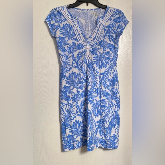 Lilly Pulitzer Brewster Sheath Cotton T-Shirt Dress Blue Women XXS NWOT - Picture 9 of 13
